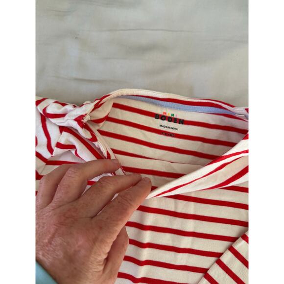 Mini Boden red and white stripe shirt size 7/8 - Picture 2 of 2